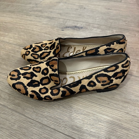 Sam Edelman Jordy genuine calf hair Leopard Women's Leather Loafer flat 7.5 - Picture 5 of 7